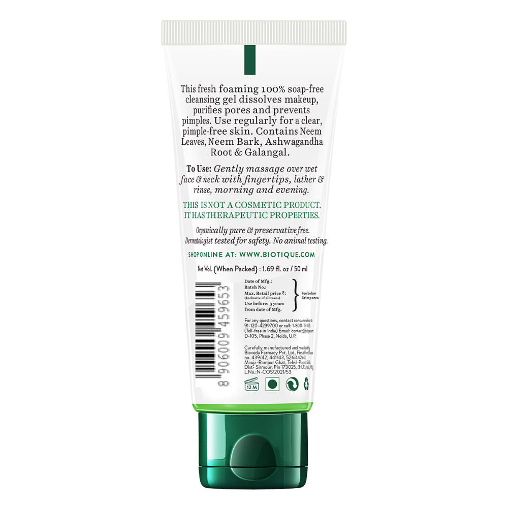 Biotique Fresh Neem Purifying Face Wash Prevents Pimples For All Skin Types (Pimple Control) (50Ml)-5