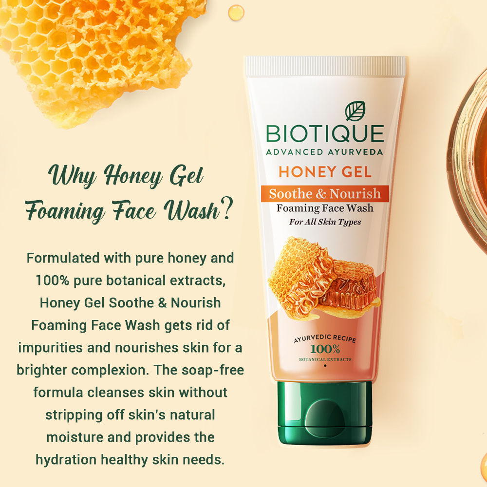 Biotique Honey Gel Soothe & Nourish Foaming Face Wash (100Ml)-6