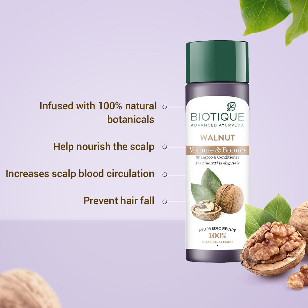 Biotique Walnut Volume & Bounce Shampoo & Conditioner (120Ml)-3