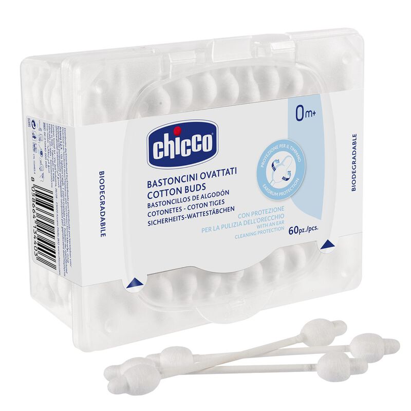 Chicco Cotton Buds With Eardrum Protection (60Pcs)