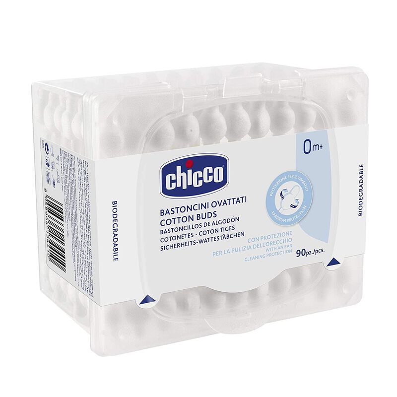 Chicco Cotton Buds With Eardrum Protection (90Pcs)