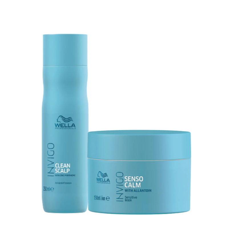 Wella Professionals INVIGO Clean Scalp Anti Dandruff Shampoo (250ml) and Senso Calm Sensitive Mask (150ml) Combo Pack of 2