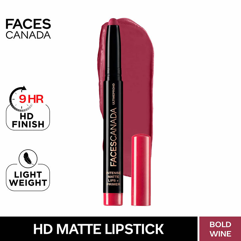 Faces Canada Ultime Pro Hd Intense Matte Lips + Primer - 11 Bold Wine (1.4G)-7