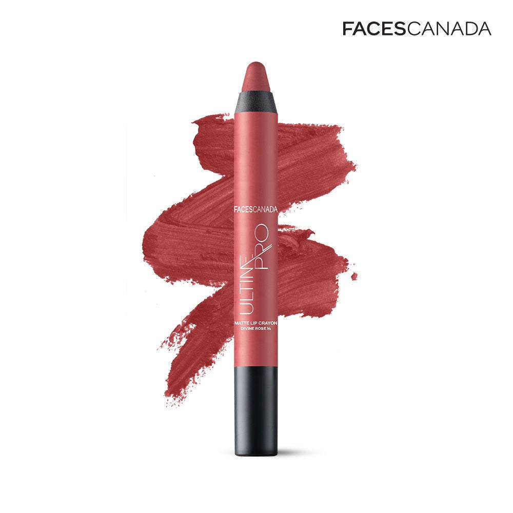 Faces Canada Ultime Pro Matte Lip Crayon With Free Sharpener - Divine Rose 14 (2.8G)