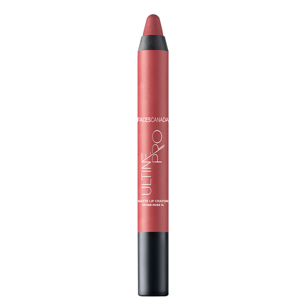 Faces Canada Ultime Pro Matte Lip Crayon With Free Sharpener - Divine Rose 14 (2.8G)-2