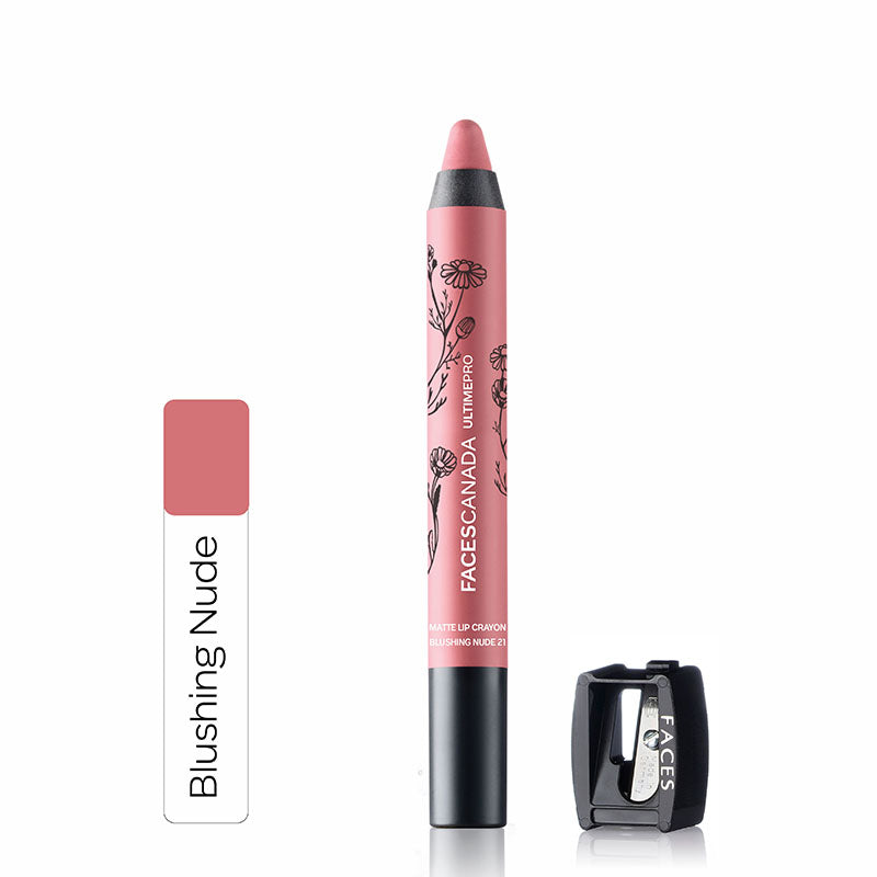 Faces Canada Ultime Pro Matte Lip Crayon With Free Sharpener - Blushing Nude 21 (2.8G)