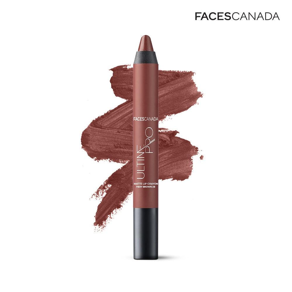 Faces Canada Ultime Pro Matte Lip Crayon With Free Sharpener - Fiery Brown 28 (2.8G)