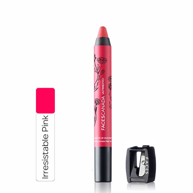 Faces Canada Ultime Pro Matte Lip Crayon With Free Sharpener - Irresistible Pink 10 (2.8G)