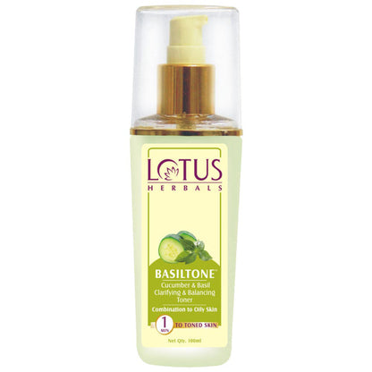 Lotus Herbal Basiltone Cucumber & Basil Clarifying & Balancing Toner (100ml)