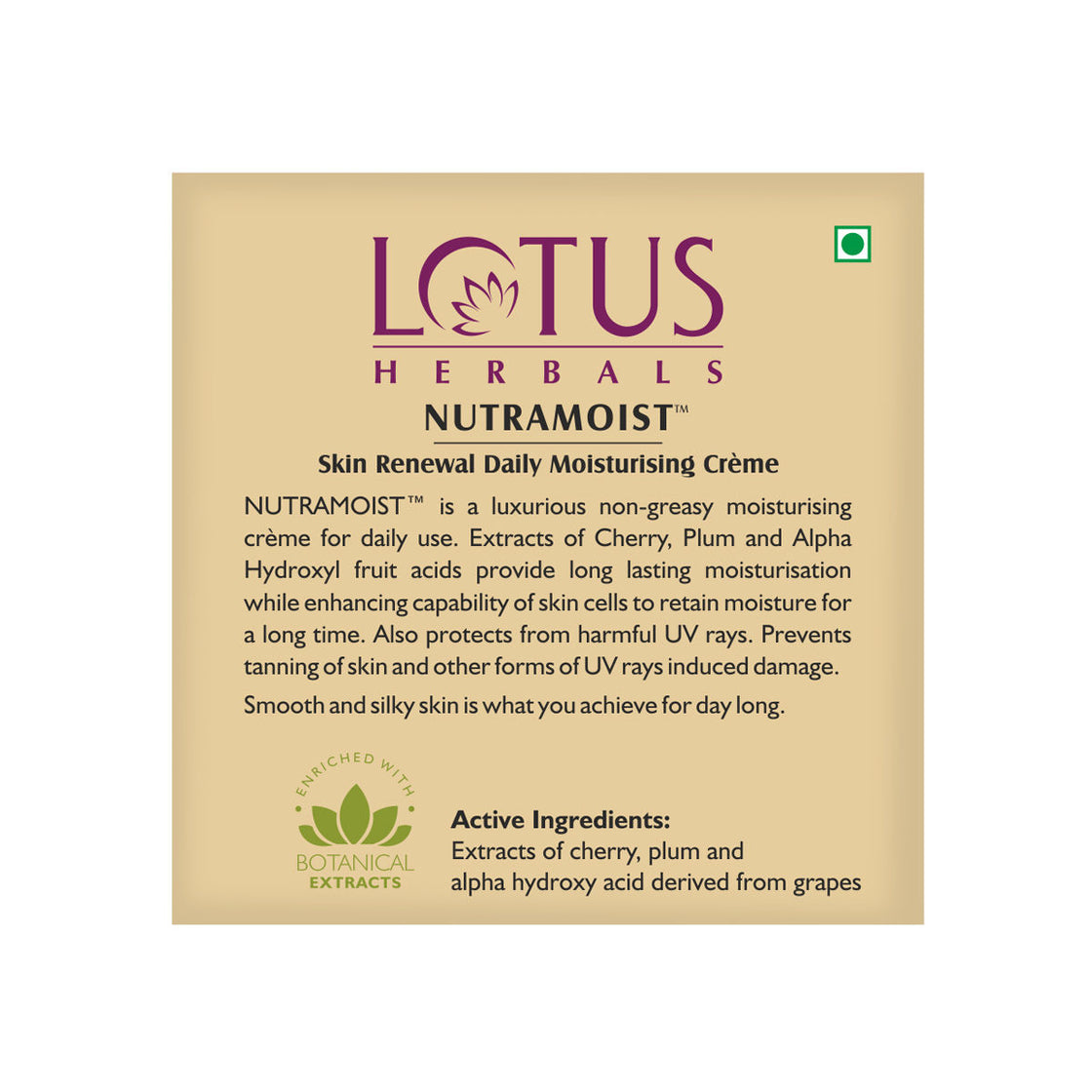 Lotus Herbal Nutramoist Skin Renewal Daily Moisturising Creme SPF-25 (50g)