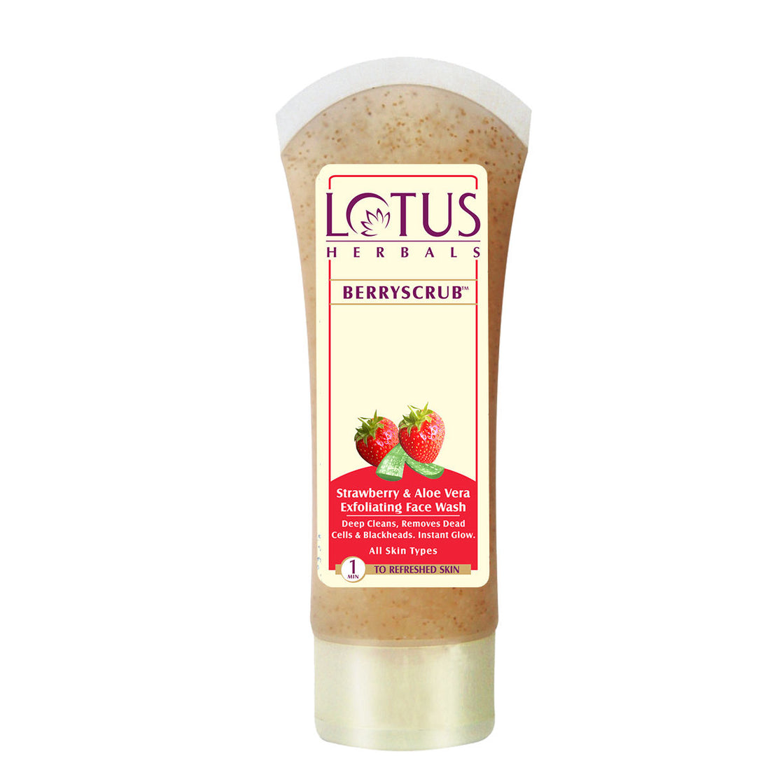 Lotus Herbals Berryscrub Strawberry & Aloe Vera Exfoliating Face Wash (120g)