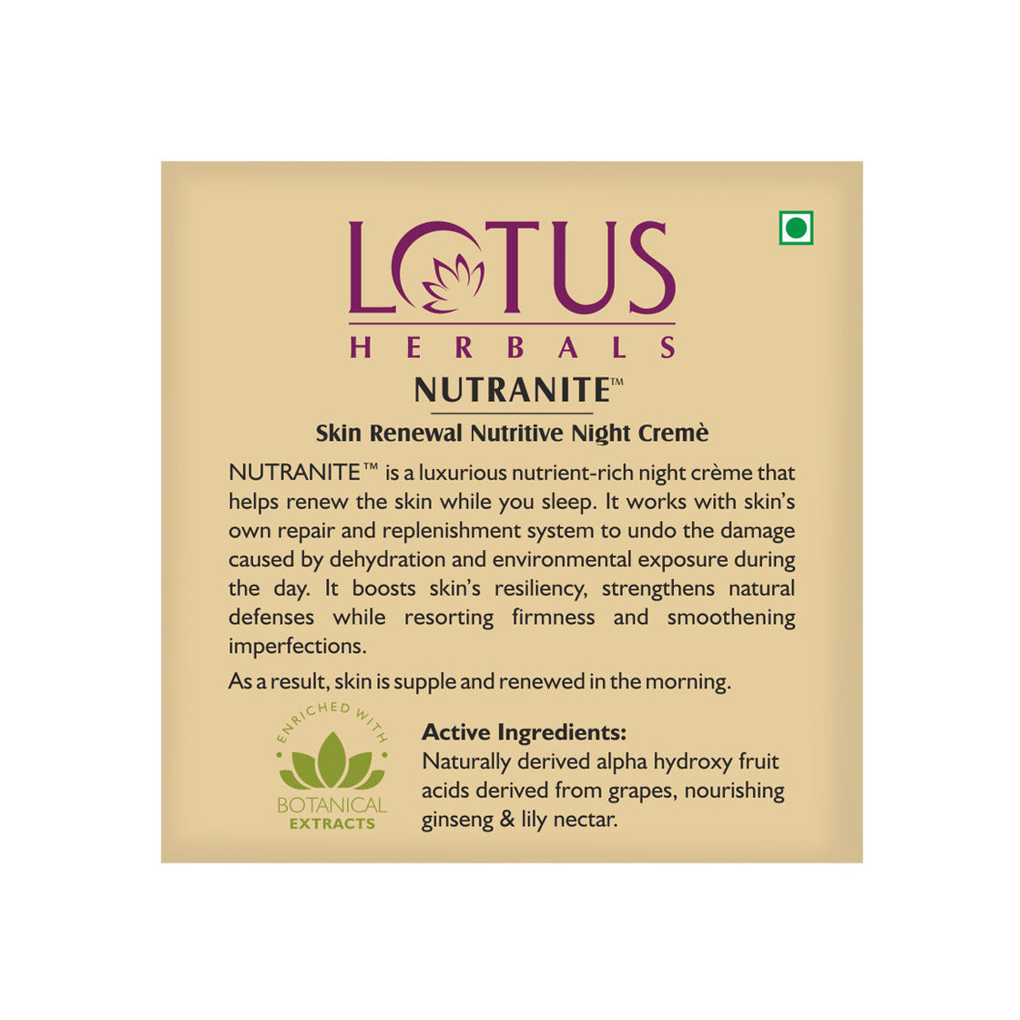 Lotus Herbals Nutranite Skin Renewal Nutritive Night Cream (50gm)