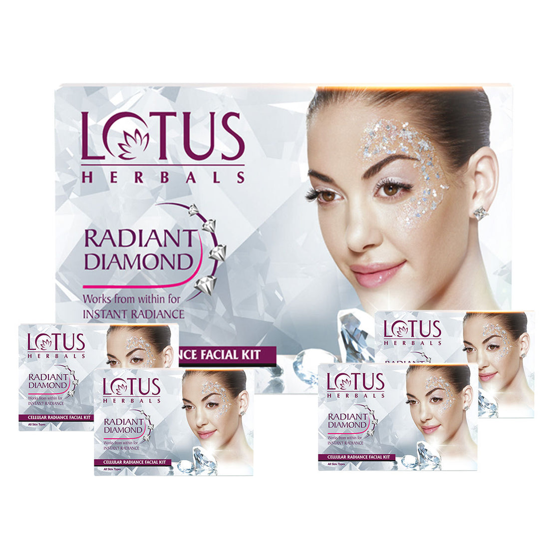 Lotus Herbals Radiant Diamond Cellular Radiance Facial Kit (Set of 4) (37gm)
