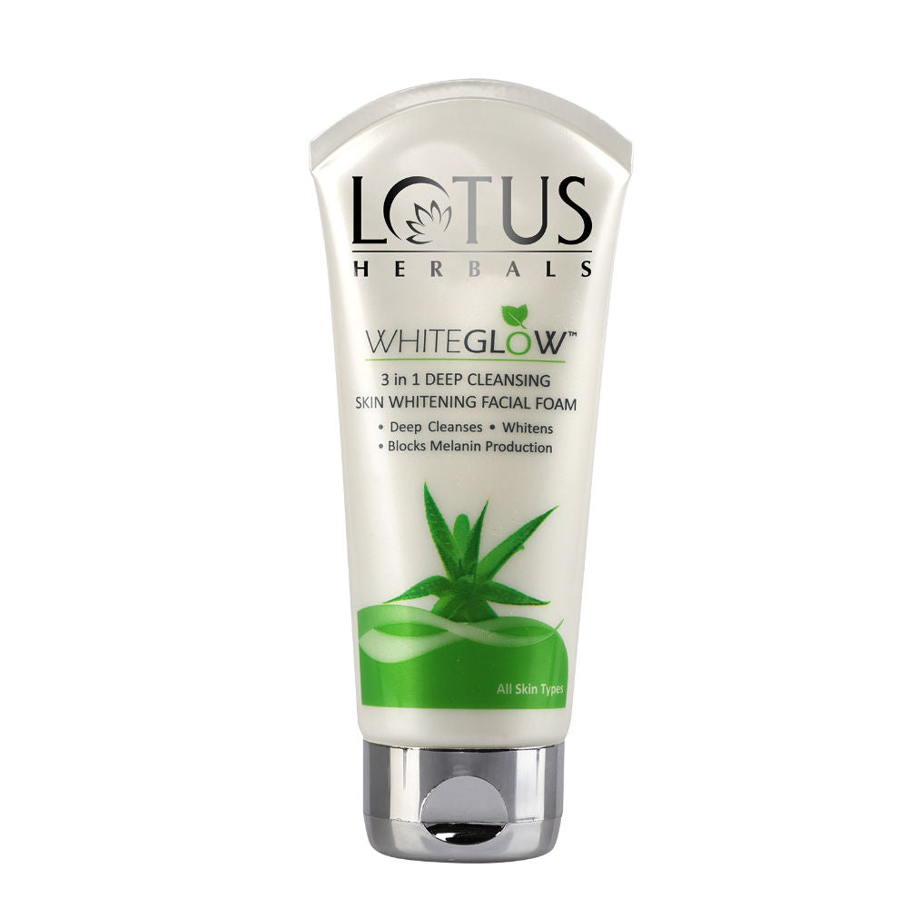 Lotus Herbals WhiteGlow 3-In-1 Deep Cleansing Skin Whitening Facial Foam (100g)