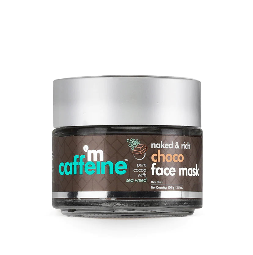 Mcaffeine Hydrating Choco Face Mask - Clay Face Pack With Cocoa, Aloe Vera & Seaweed For Dry Skin 100 Grams