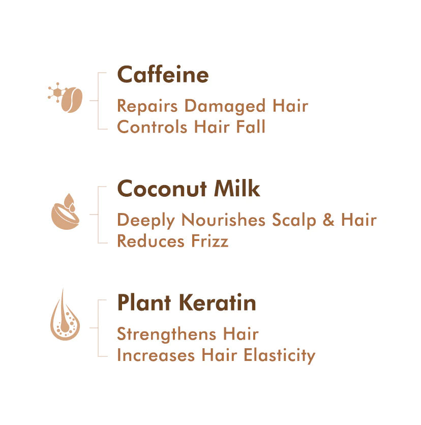 Mcaffeine Latte Coffee Shampoo For Damage Repair With Coconut Milk & Keratin 250 Ml-3
