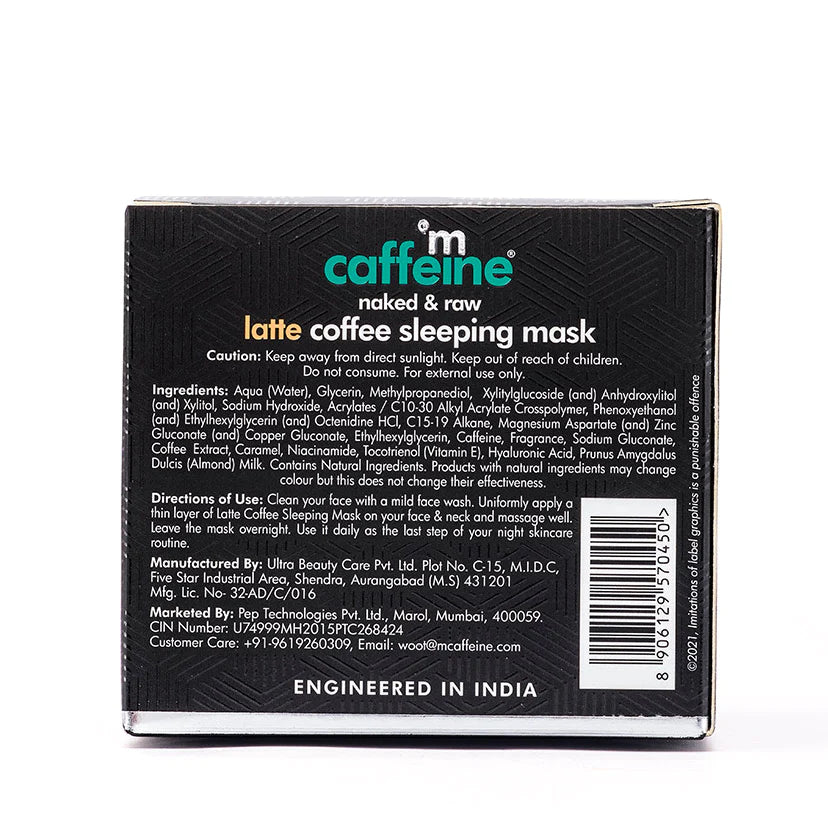 Mcaffeine Latte Coffee Sleeping Face Mask - De-Stressing Face Pack With Hyaluronic Acid & Niacinamide 100 Grams-5