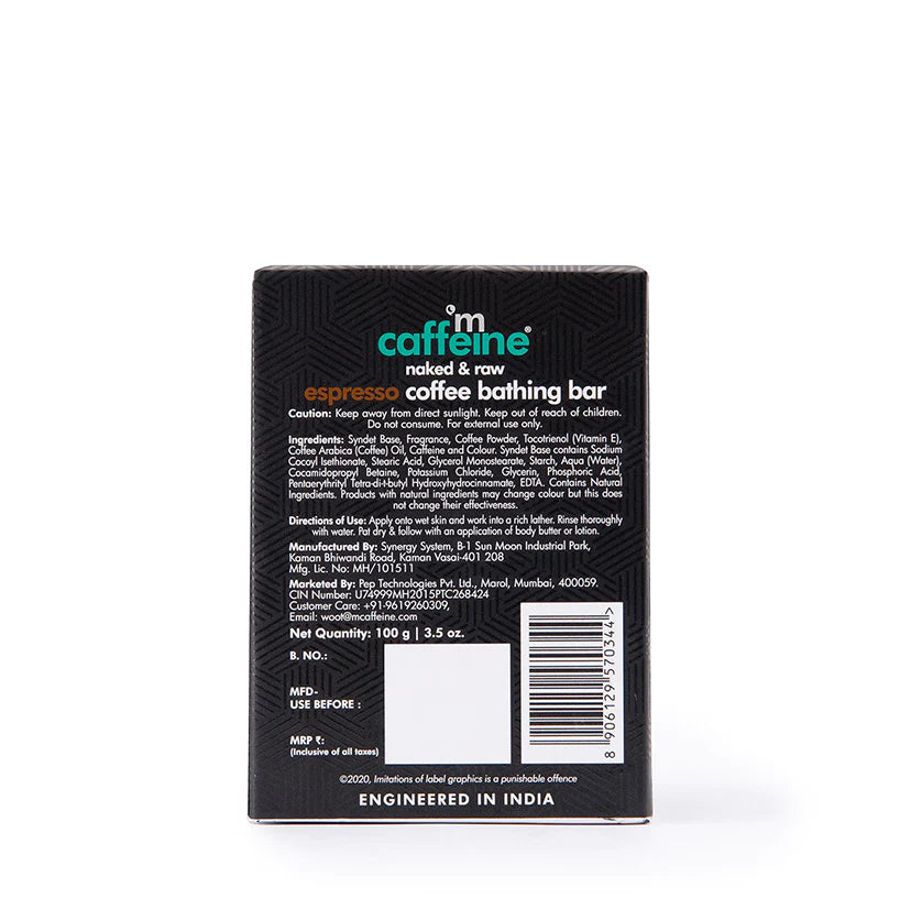 Mcaffeine Naked & Raw Espresso Coffee Bathing Bar Soap (Ph 5.5) For Deep Cleansing With Pure Coffee Oil 100 Grams-5