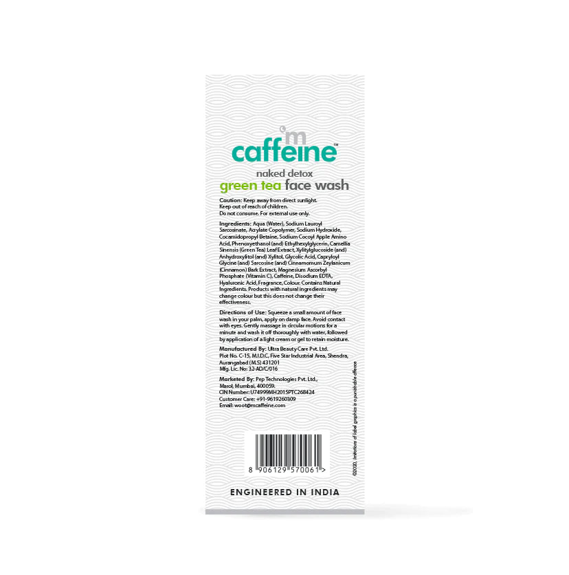 Mcaffeine Vitamin C Green Tea Face Wash With Hyaluronic Acid - Dirt Removal Soap Free Face Cleanser 100 Ml-4