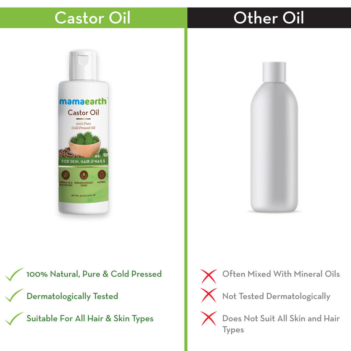 Mamaearth Castor Oil 100% Pure Cold Pressed Oil For Skin- Hair & Nails-4