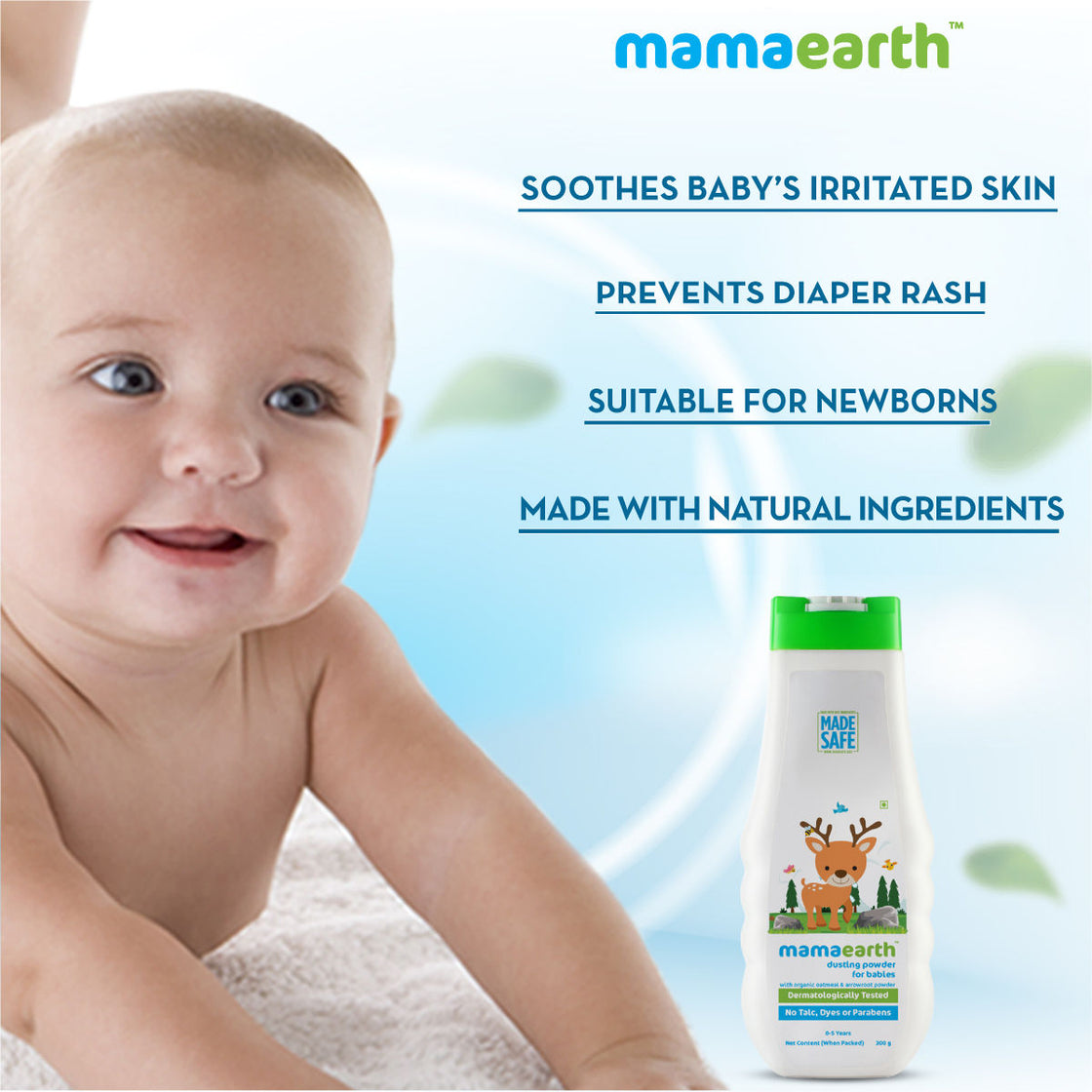 Mamaearth Dusting Powder With Organic Oatmeal & Arrowroot Powder For Babies-2