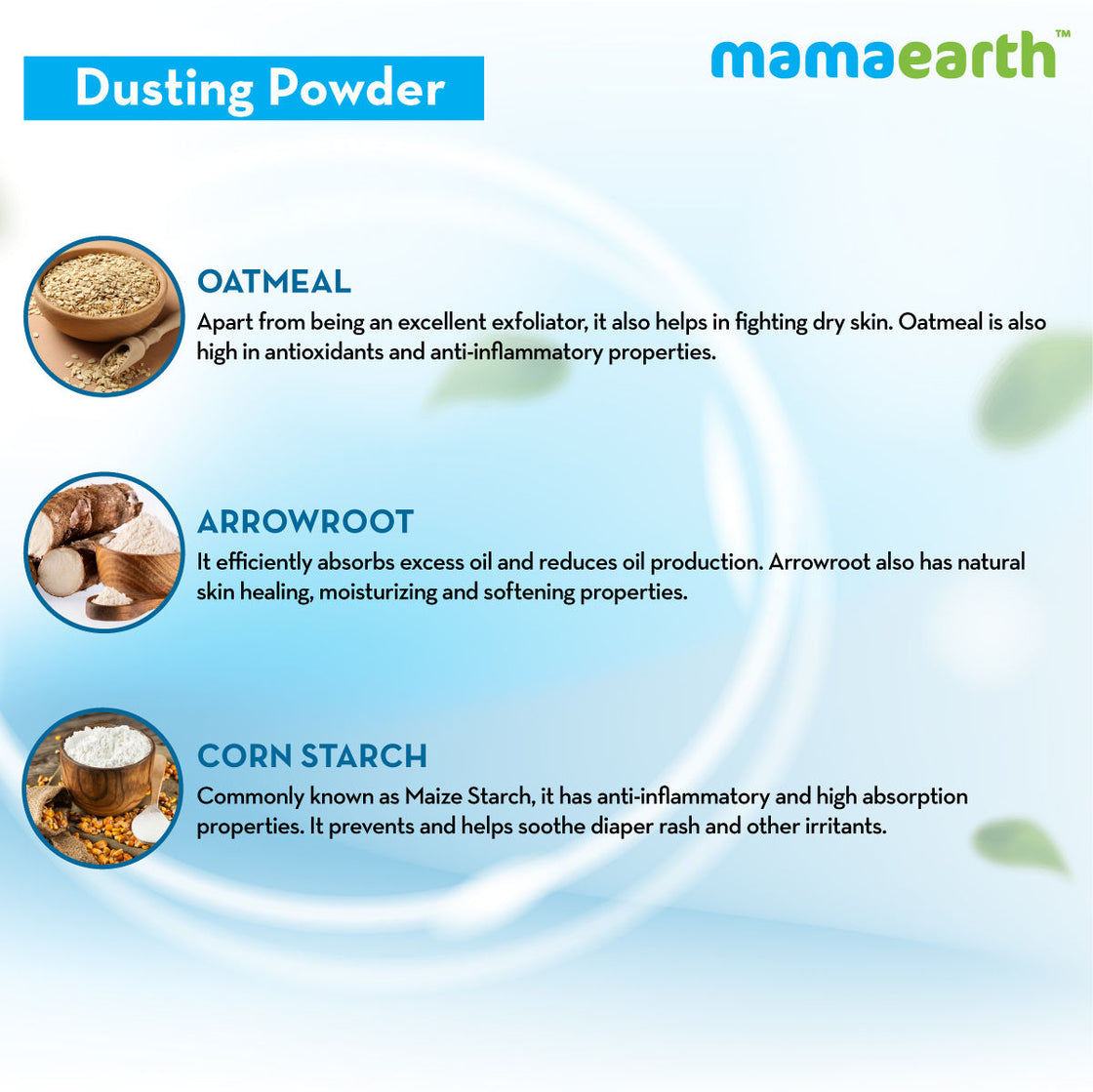 Mamaearth Dusting Powder With Organic Oatmeal & Arrowroot Powder For Babies-3