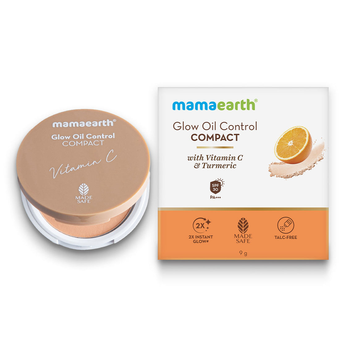 Mamaearth Glow Oil Control Compact Spf 30 With Vitamin C & Turmeric - 01 Ivory Glow-2