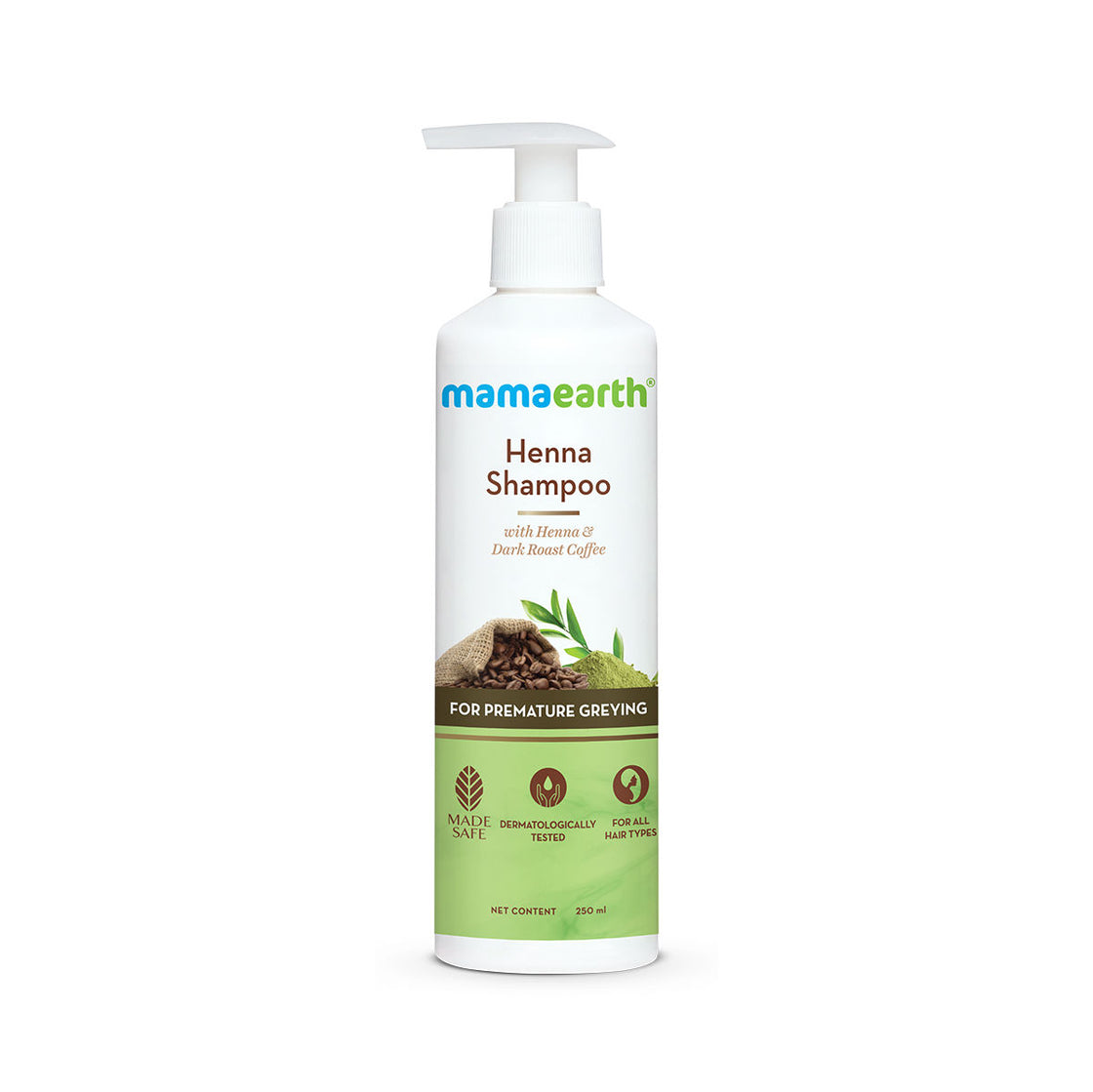 Mamaearth Henna Shampoo, For Grey Hair, With Henna And Deep Roast Coffee For Premature Greying
