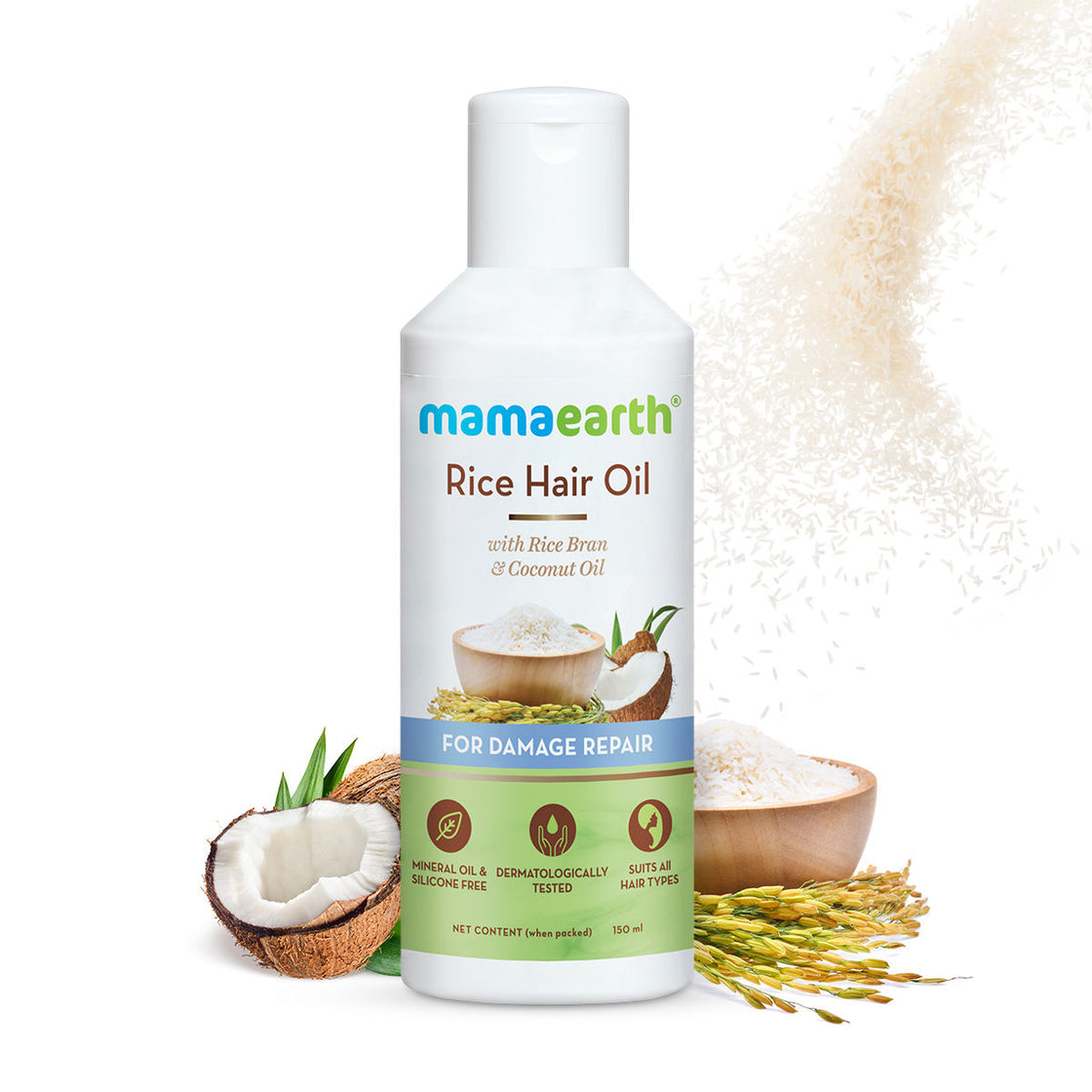 Mamaearth Rice Hair Oil With Rice Bran And Coconut Oil