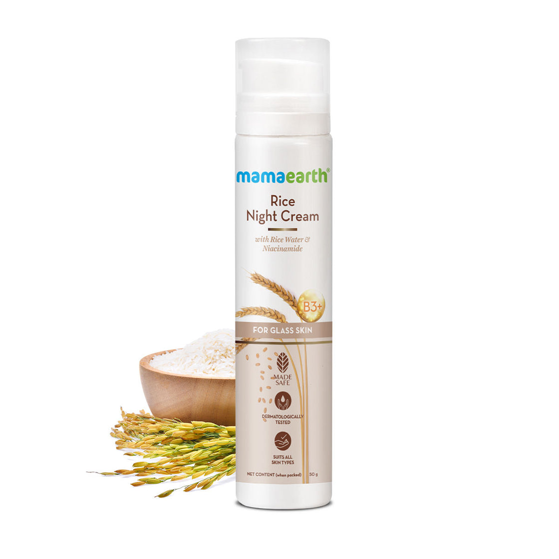 Mamaearth Rice Night Cream For Clear Skin With Rice Water & Niacinamide For Glass Skin