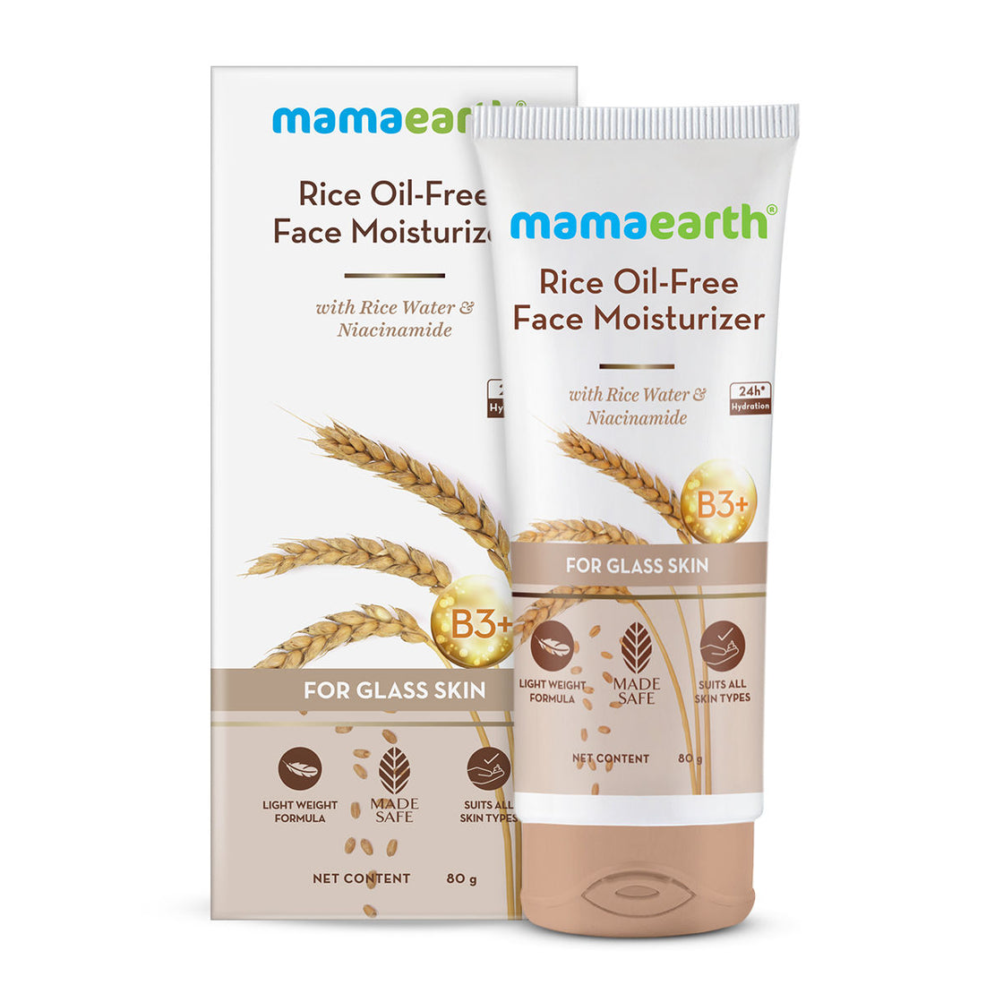 Mamaearth Rice Oil-Free Face Moisturizer With Rice Water & Niacinamide For Glass Skin