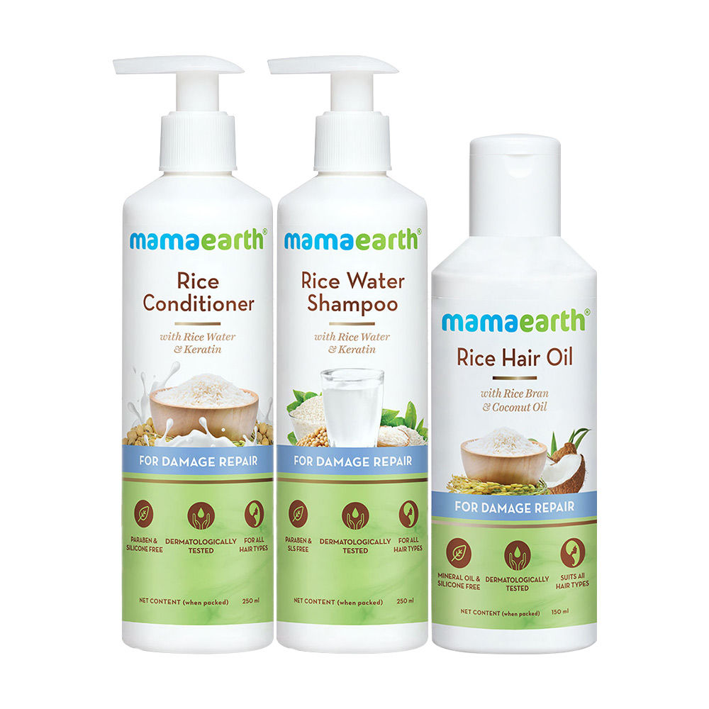 Mamaearth Rice Water Shampoo & Conditioner With Rice Hair Oil &