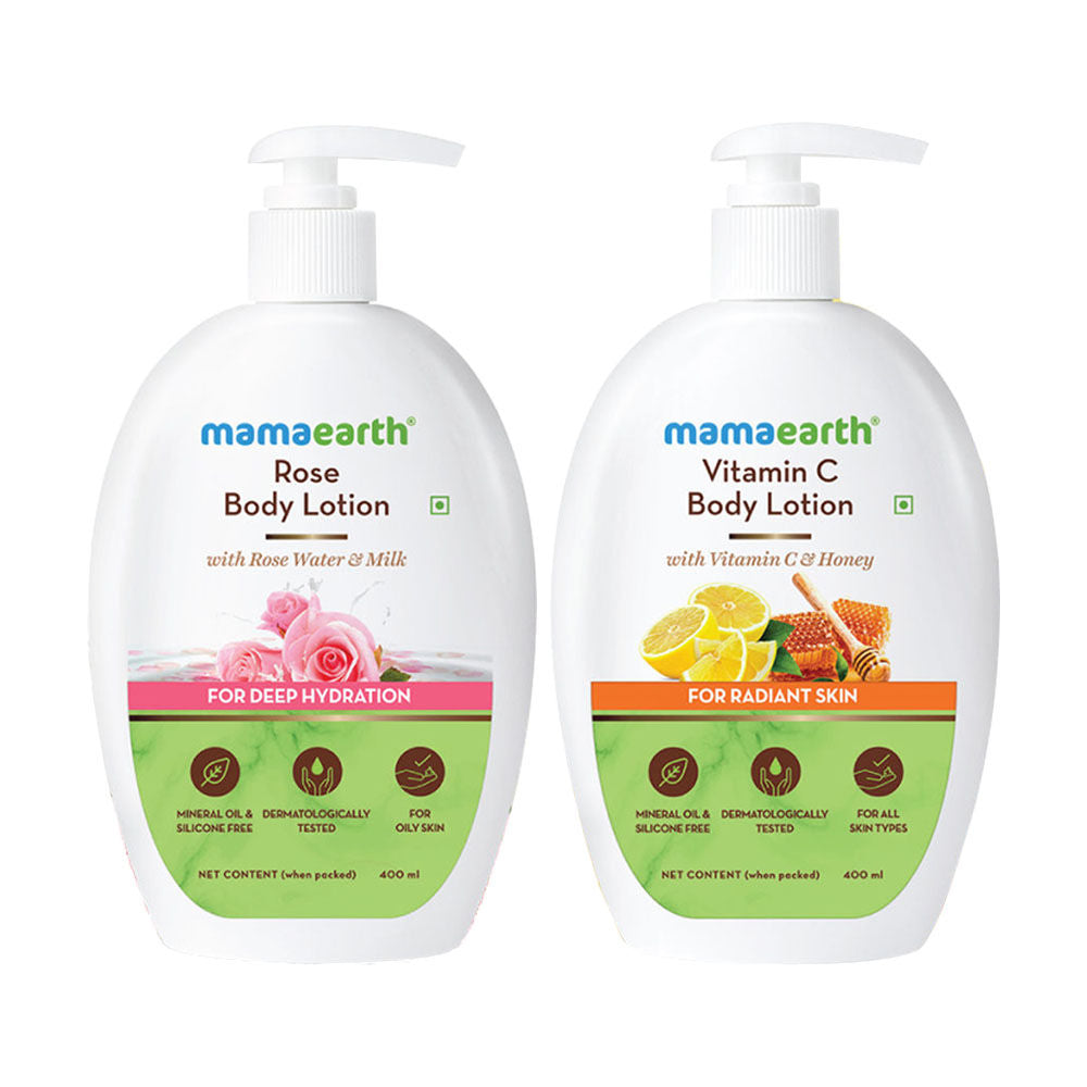 Mamaearth Rose Body Lotion With Rose Water & Milk And Vitamin C Body Lotion With Vitamin C & Honey