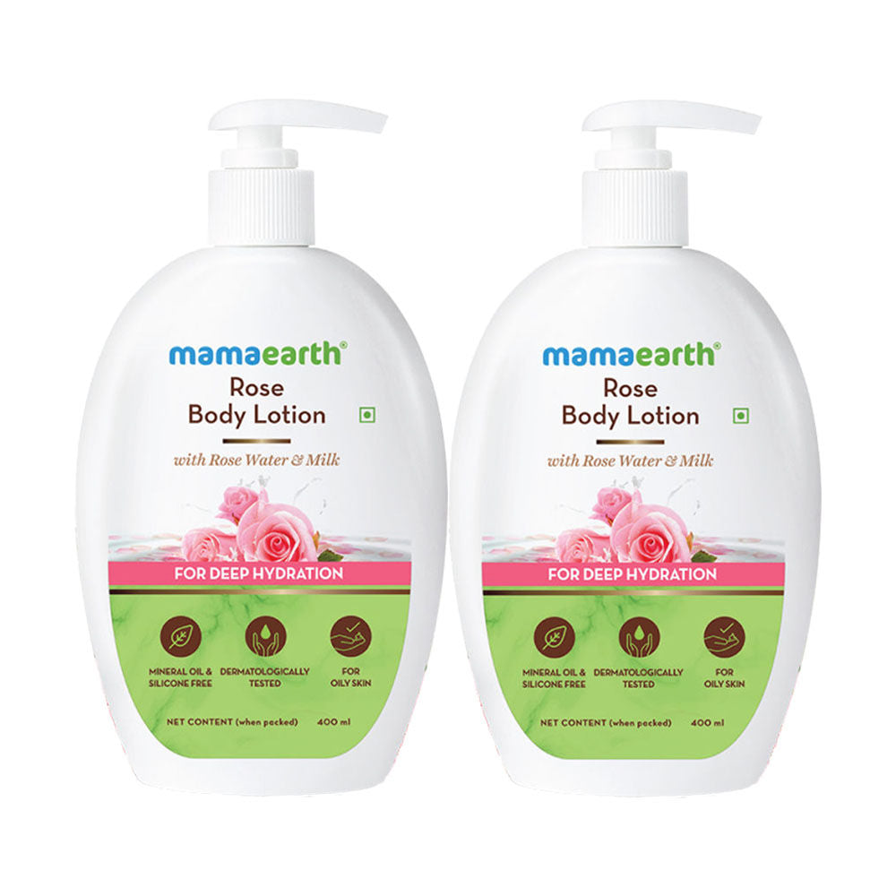 Mamaearth Rose Body Lotion With Rose Water And Milk For Deep Hydration- Pack Of 2