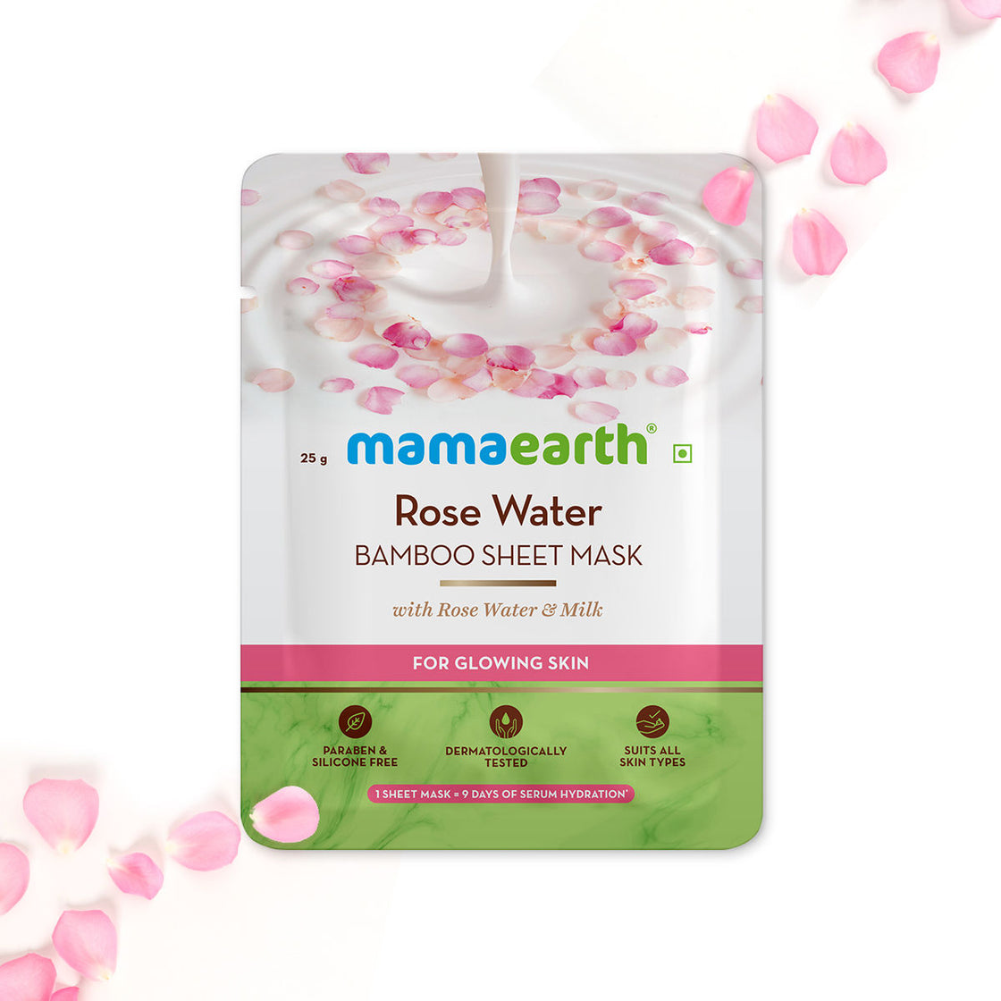 Mamaearth Rose Water Bamboo Sheet Mask With Rose Water & Milk For Glowing Skin