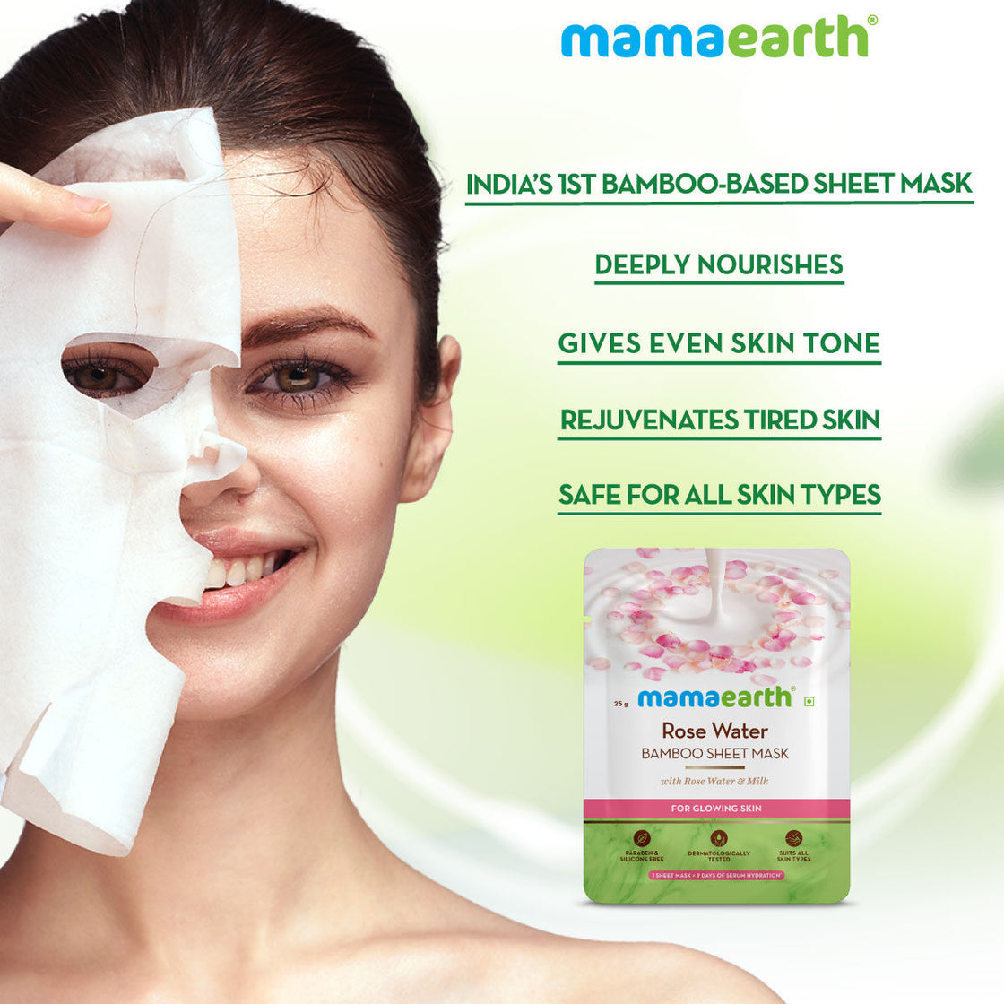 Mamaearth Rose Water Bamboo Sheet Mask With Rose Water & Milk For Glowing Skin-3