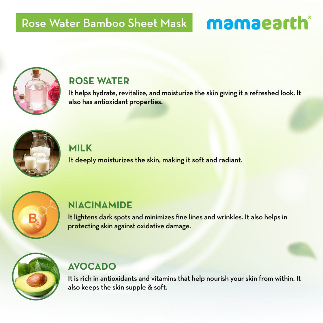 Mamaearth Rose Water Bamboo Sheet Mask With Rose Water & Milk For Glowing Skin-4