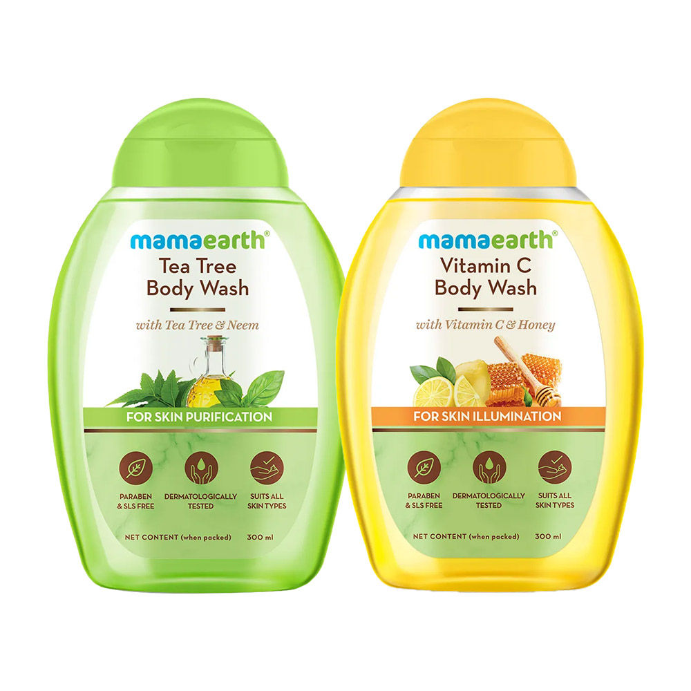 Mamaearth Tea Tree Body Wash + Vitamin C Body Wash - Pack Of 2