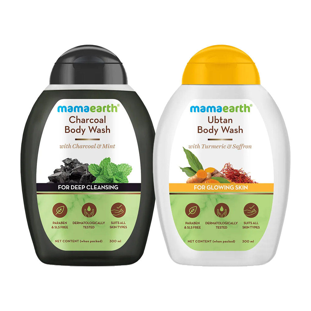 Mamaearth Ubtan Body Wash + Charcoal Body Wash - Pack Of 2