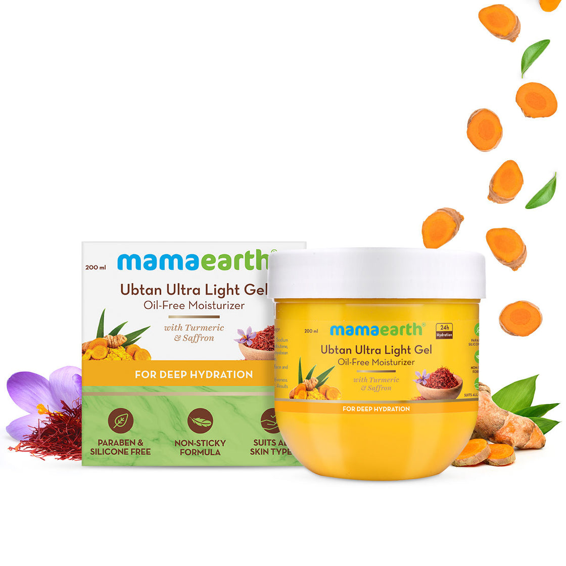 Mamaearth Ubtan Ultra Light Gel Oil-Free Moisturizer With Turmeric & Saffron For Deep Hydration