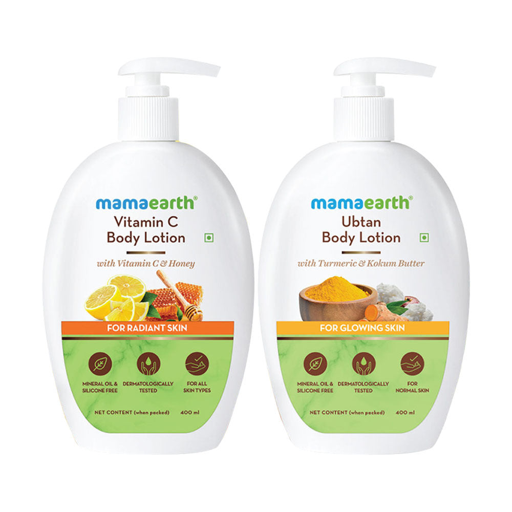 Mamaearth Vitamin C Body Lotion With Vit C & Honey & Ubtan Body Lotion With Turmeric & Kokum Butter