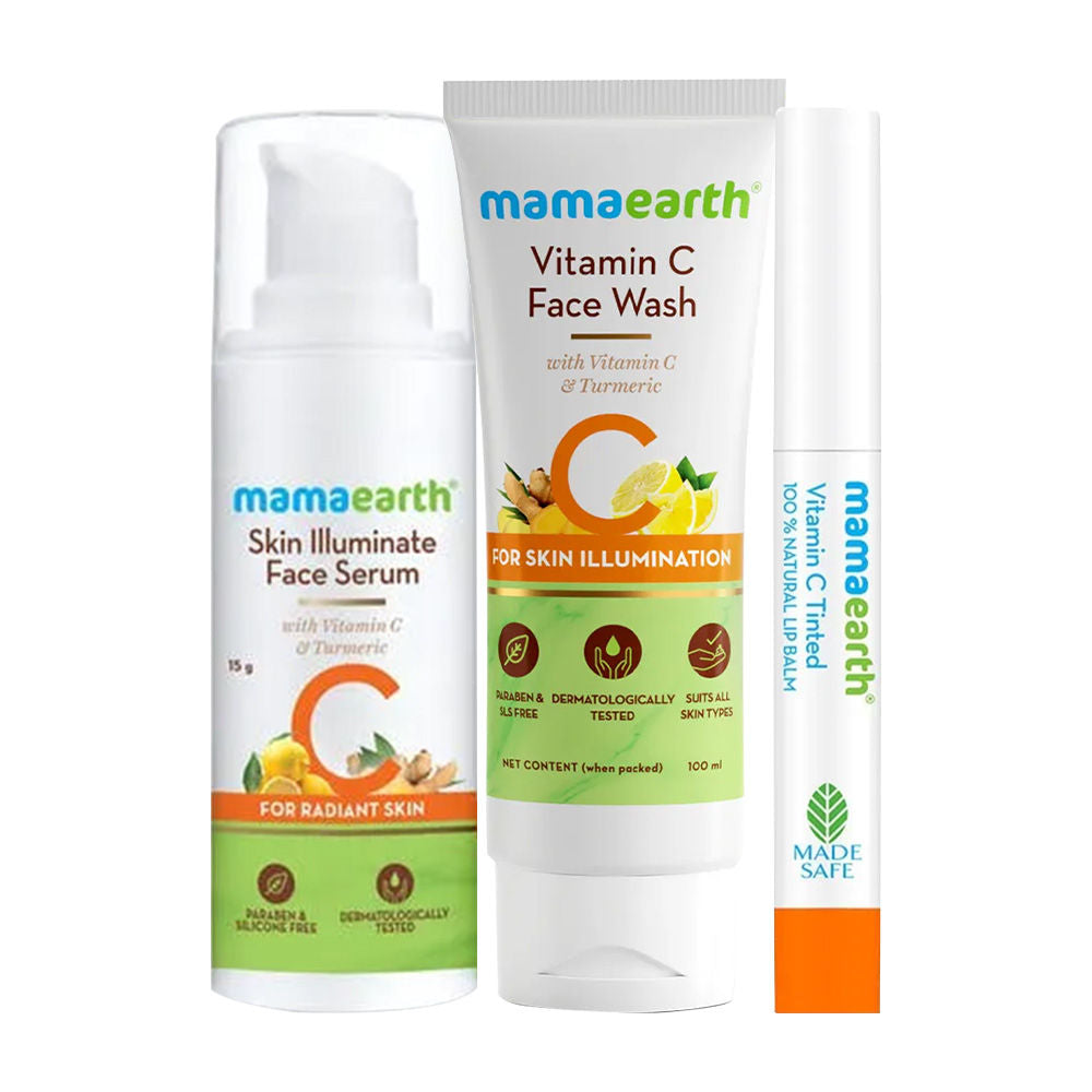 Mamaearth Vitamin C Face Wash + Face Serum + Lip Balm