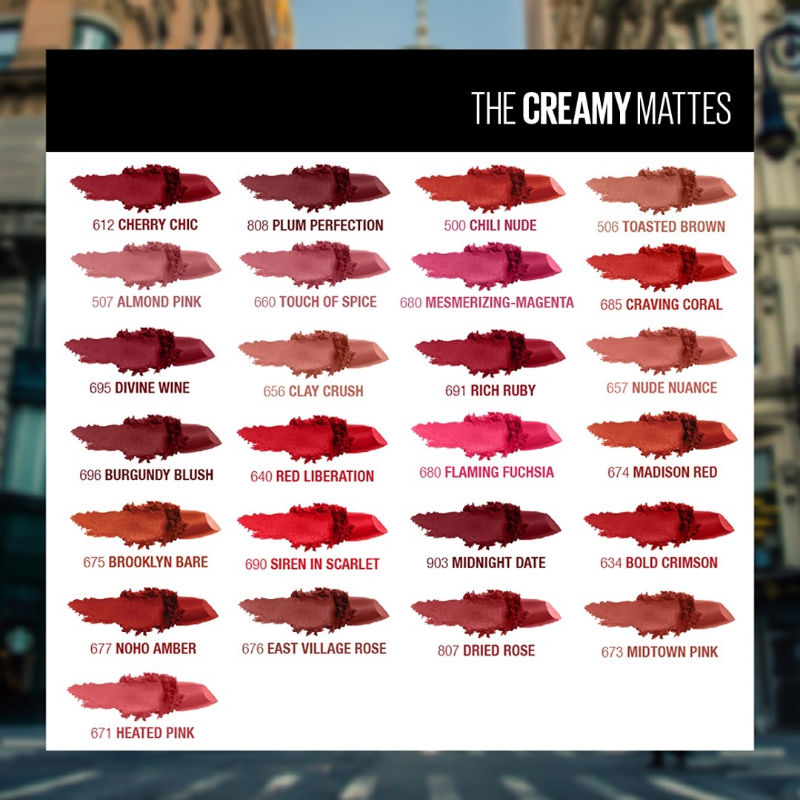 Maybelline New York Color Sensational Creamy Matte Lipstick - 671 Heated Pink