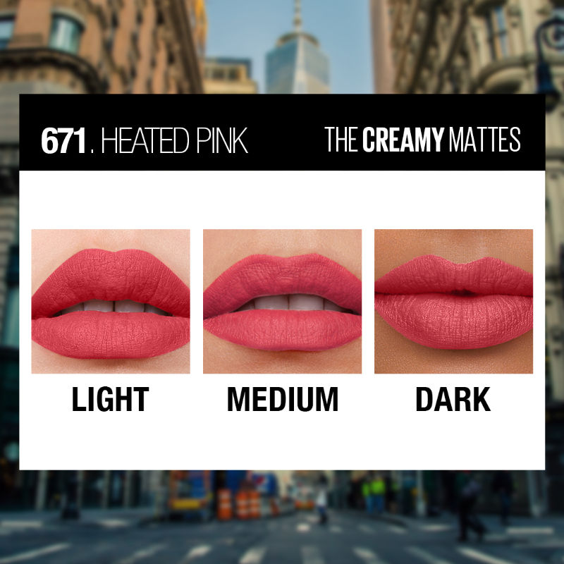 Maybelline New York Color Sensational Creamy Matte Lipstick - 671 Heated Pink