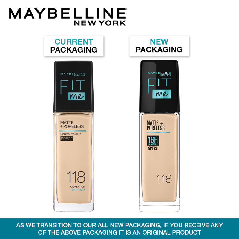 Maybelline New York Fit Me Matte+Poreless Liquid Foundation 16H Oil Control - 118 Light Beige