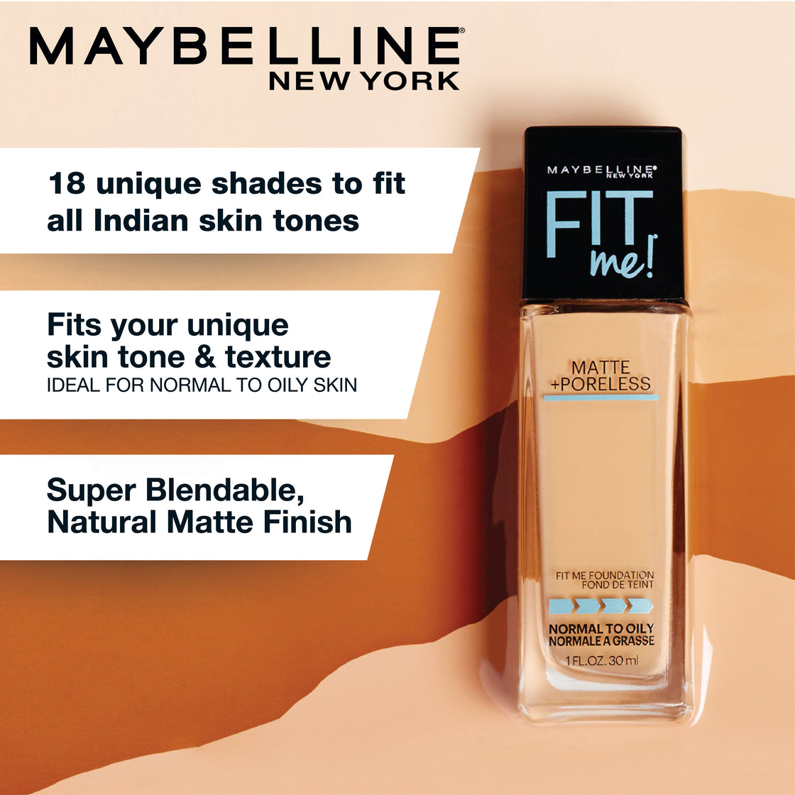 Maybelline New York Fit Me Matte+Poreless Liquid Foundation 16H Oil Control - 340 Cappuccino