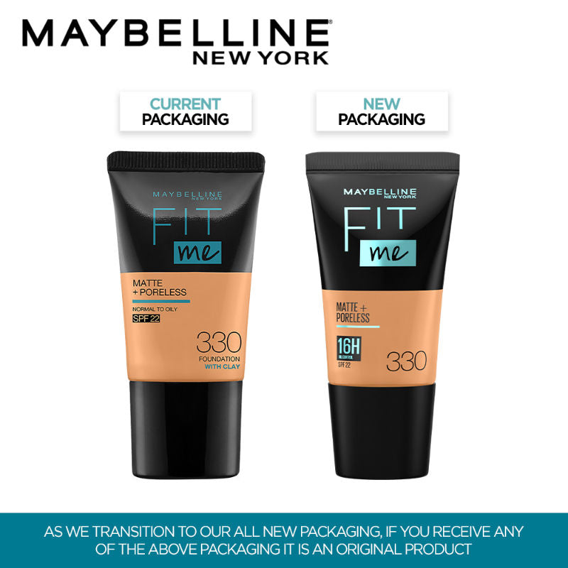 Maybelline New York Fit Me Matte+Poreless Liquid Foundation Tube - 330 Toffee