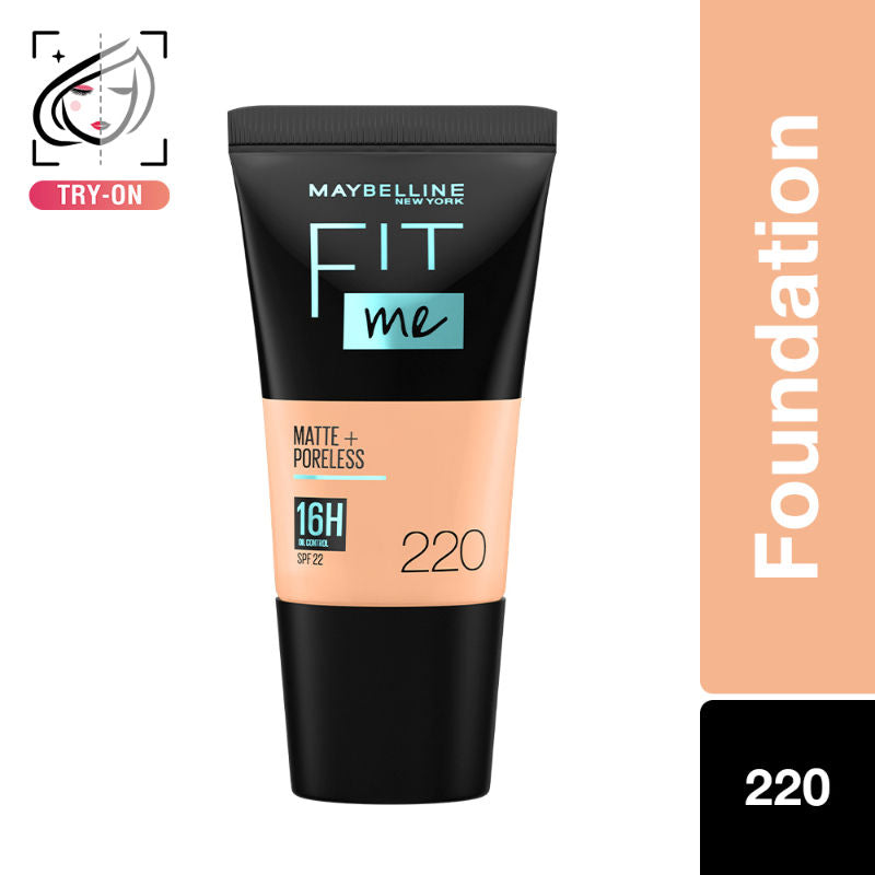 Maybelline New York Fit Me Matte+Poreless Liquid Foundation Tube SPF 22 - 220 Natural Beige With Clay