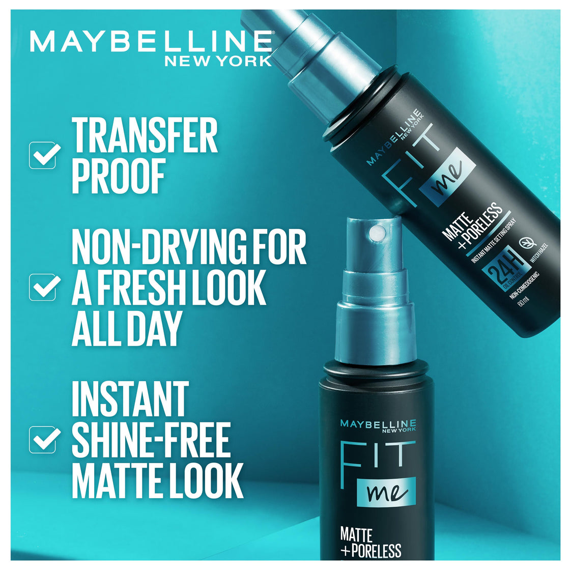 Maybelline New York Fit Me Matte + Poreless Setting Spray Transfer-proof 24HR Oil-control Formula