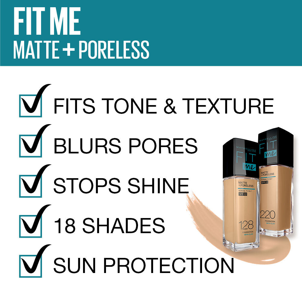 Maybelline New York Fit Me Regime Kit- Fit Me Matte & Poreless Primer + Fit Me Foundation - 128 Warm Nude